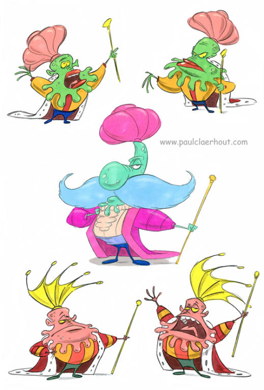 Some early designs for the Emperor of Zeenu on PLANET SHEEN. 